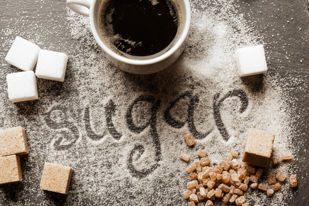 Cup of coffee with sugarの写真素材