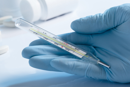 thermometer and pillsの写真素材