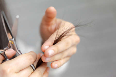 Woman does a haircut