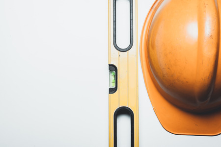 Level and  plastic construction Helmetの写真素材