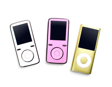 Small mp3 player isolated on whiteの写真素材