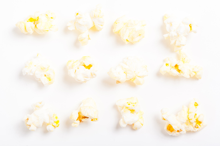 Pop corn collection isolated on whiteの写真素材