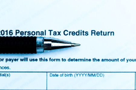 US tax form with pen