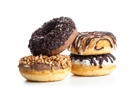 various donuts on white backgroundの写真素材