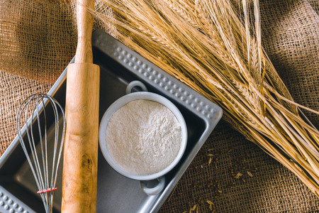 Wheat on sackclothの写真素材