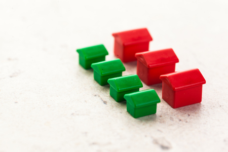 Macro shot of miniature plastic housesの写真素材
