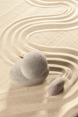 japanese garden zen stone on sandの写真素材