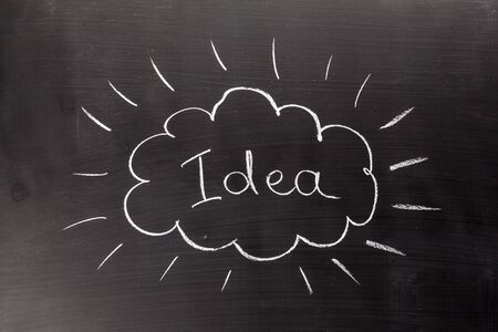 Idea written on chalkboardの写真素材