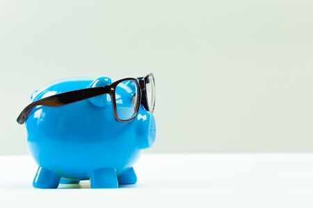 Blue piggy bank or money boxの写真素材