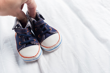 baby shoes for little boyの写真素材