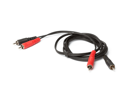Audio and video jacks isolated on white