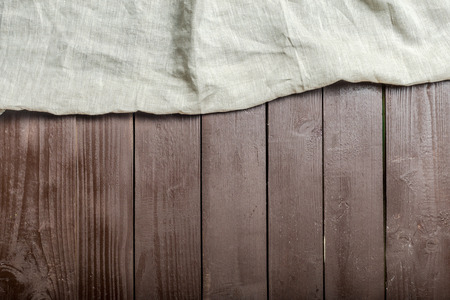 Tablecloth textile on wooden backgroundの写真素材
