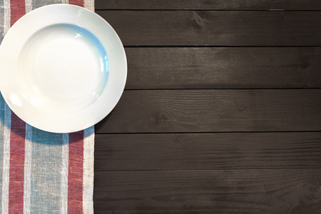 White Plate on a Tableclothの写真素材