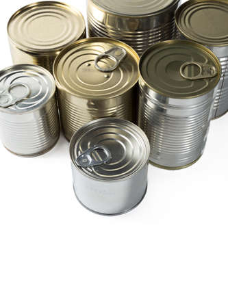 metal cans on a white background.の写真素材