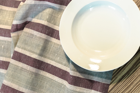 White Plate on a Tableclothの写真素材