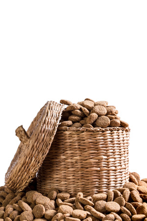 dry dog food isolated on white backgroundの写真素材