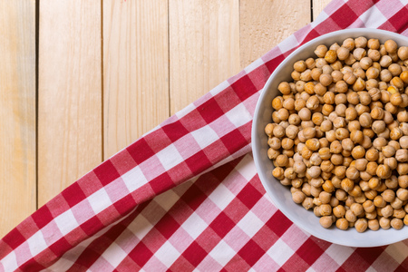 Soybeans over wooden table backgroundの写真素材
