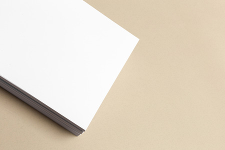 Blank paper on wood tableの写真素材