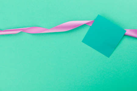 Blank card with ribbonの写真素材