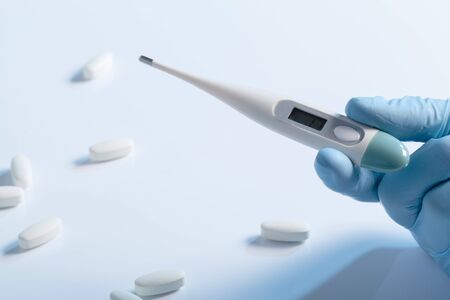 thermometer and pillsの写真素材
