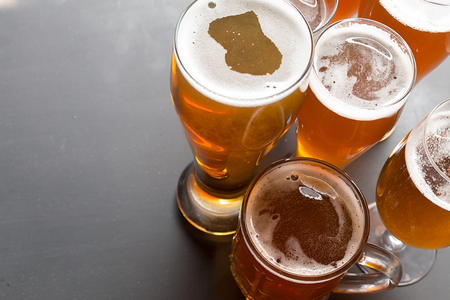 Lager beer on table
