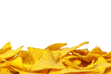 corn nachos on white backgroundの写真素材