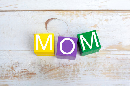 Wooden blocks on wooden tableの写真素材