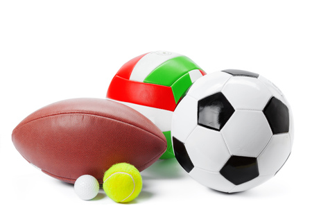 Sport balls isolated on white backgroundの写真素材