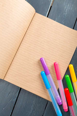 clean sheets on table with markersの写真素材