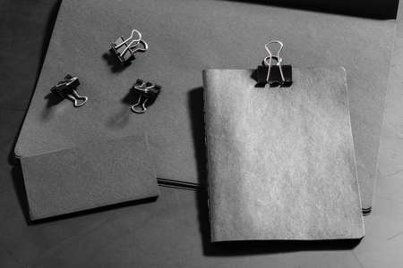 Black business cards. Mock up.の写真素材