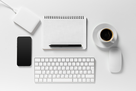 Office desk, top viewの写真素材