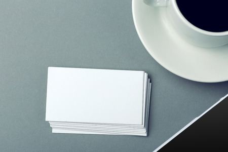 Blank card with coffee cup with spaceの写真素材