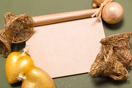 Greeting card  mock up with christmas ornamentsの写真素材