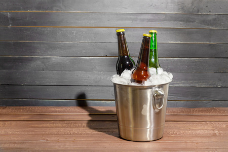 Ice bucket with beerの写真素材