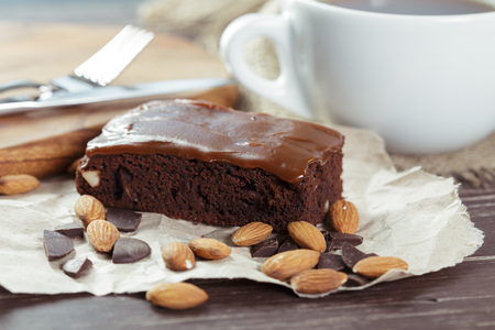 cake on old wooden backgroundの写真素材