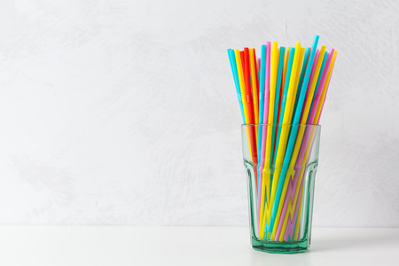 Colored tubules for juice and cocktailsの写真素材