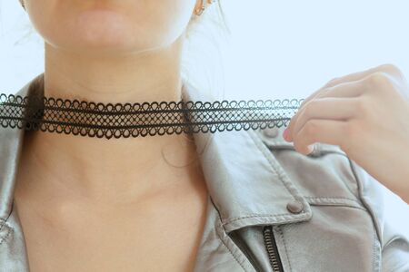 Young woman with necklaceの写真素材