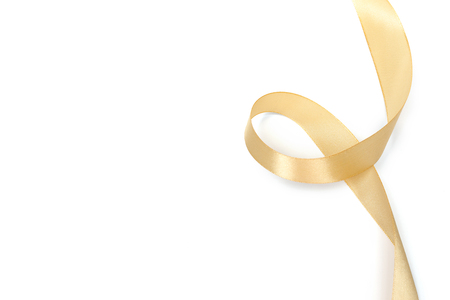 Golden ribbon collection isolated on whiteの写真素材
