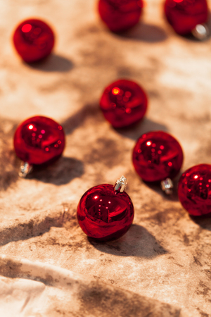 Red christmas ballsの写真素材