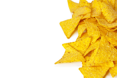corn nachos on white background
