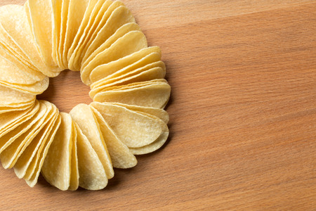 Delicious chipsl on table close-upの写真素材