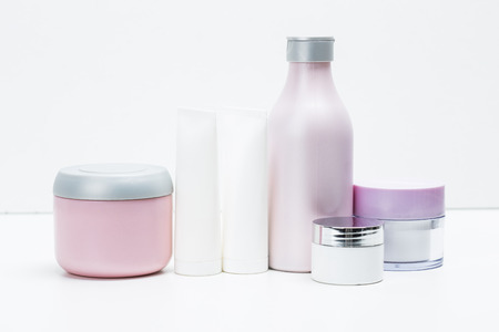 Cosmetic containers isolated on whiteの写真素材