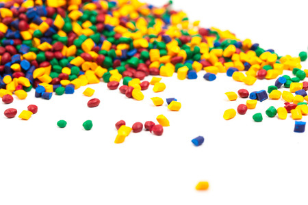 tinted plastic granulate for injection moulding processの写真素材