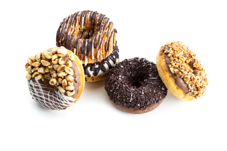 various donuts on white backgroundの写真素材