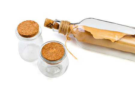 Bottle with message isolatedの写真素材