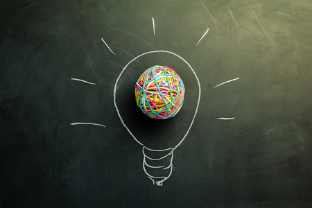 idea light bulb drawn with chalk on a blackboard