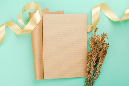 Blank card with ribbonの写真素材