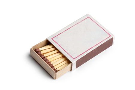 Matches isolated on white background. Closeup shot.の写真素材