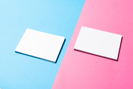 Mock up on pink and blue backgroundの写真素材