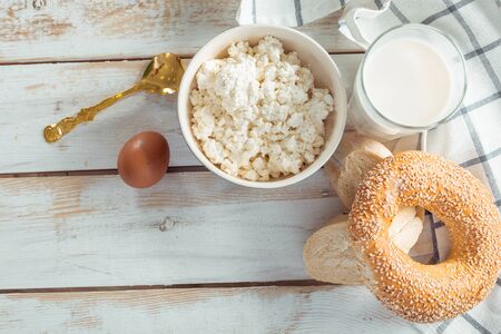 fresh cottage cheeseの写真素材